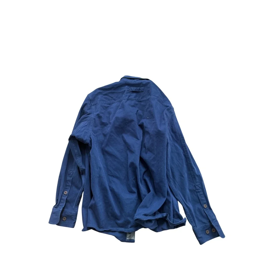 Duluth Trading Untucked Long Sleeve Button Up Shirt Navy Blue Large Relaxed Fit‎